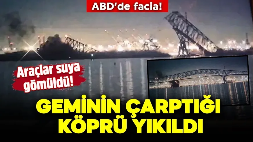 Köprüdeki araçlar suya düştü!