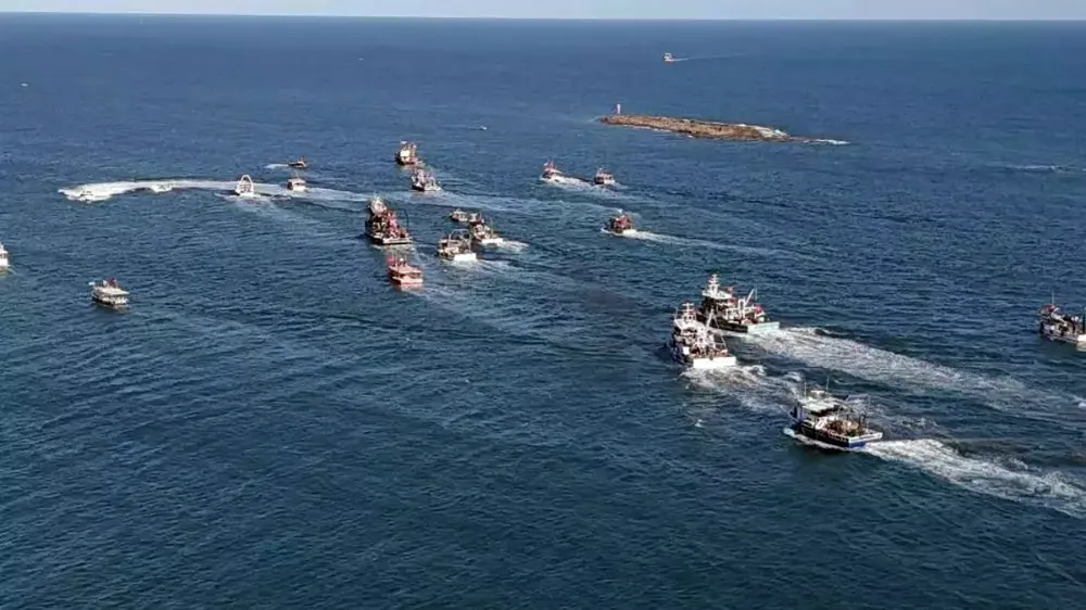 Adana’da tekneler Küresel Sumud Filosu’na destek için Akdeniz’e açıldı
