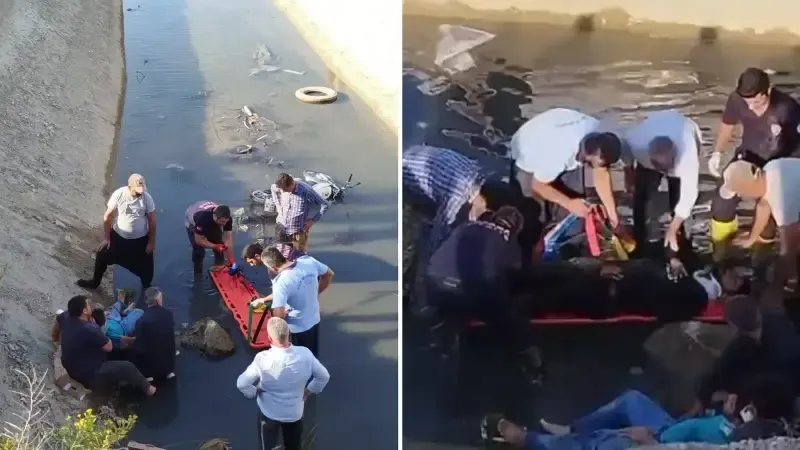 Motosiklet sulama kanalına düştü: 2 yaralı...