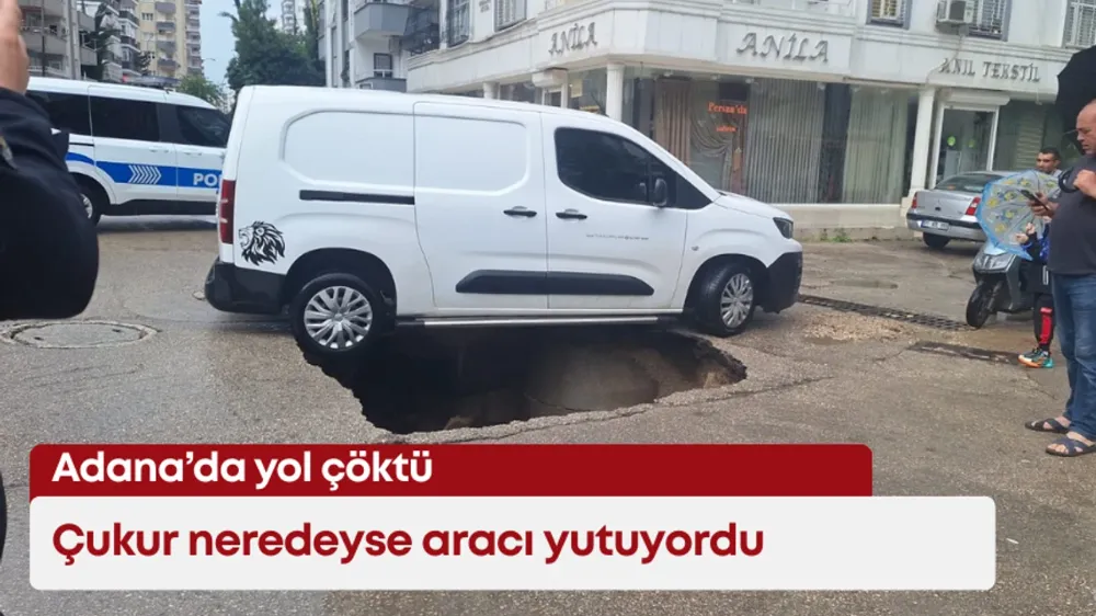 Yol çöktü, araç düşmekten son anda kurtuldu