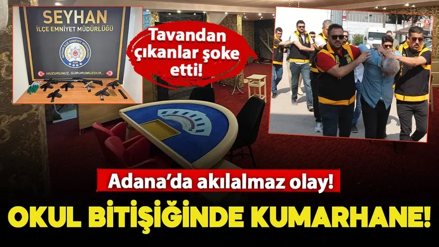 Okul bitişiğinde kumarhane açtılar, tavandan cephanelik çıktı