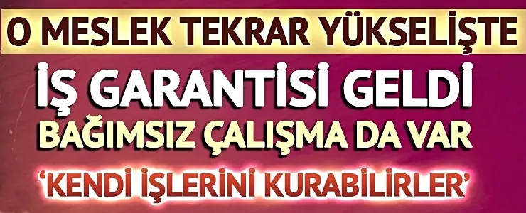 O meslek tekrar yükselişte! İş garantisi geldi...