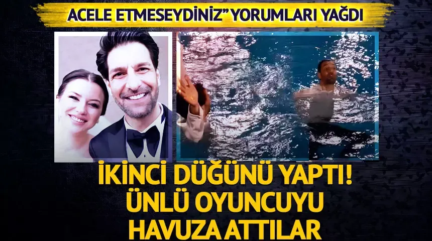 İkinci düğünü yaptılar! Damadı havuza attılar...