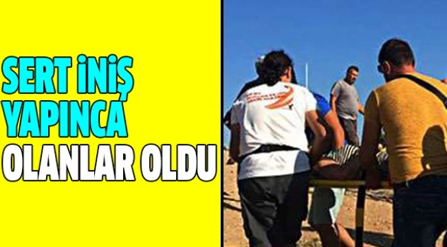 Sert iniş yapan yamaç paraşütçüsü ölümden döndü!